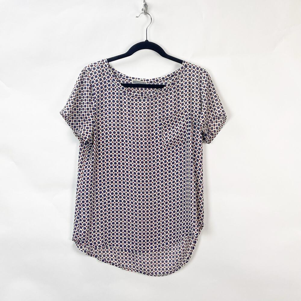 2/$30 2/$30 Pleione Small Womens Blue Geometric Print Lightweight Top Blouse